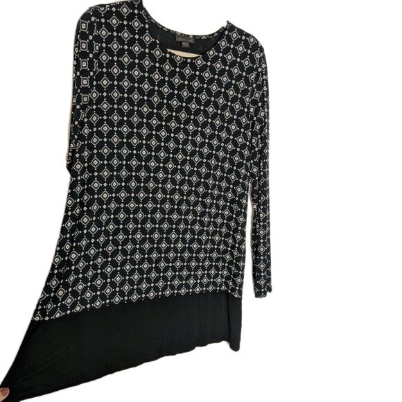 J. Jill Top Tunic Shirt Wearever Collection Sz L Black White Oversized Office - Picture 4 of 9